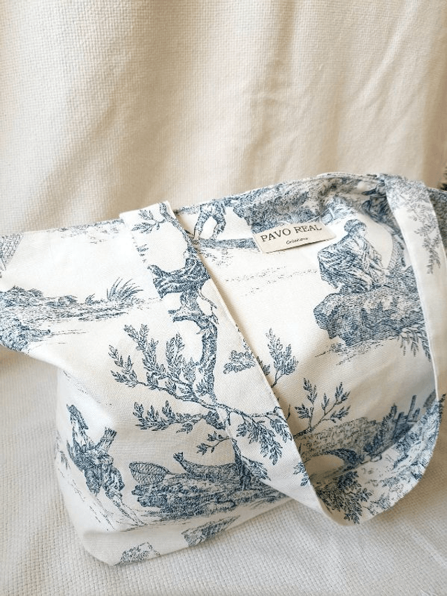 Cabas en toile de Jouy Bleu